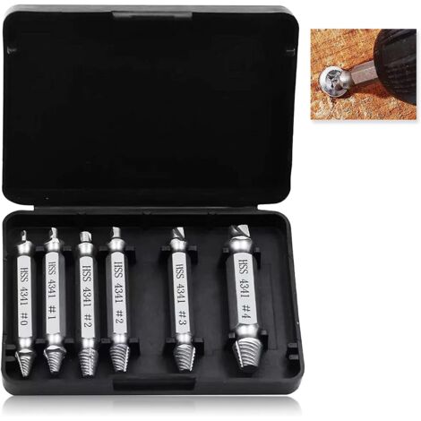 YIDOMDE Lot de 6 extracteurs de vis endommagées DSE-6 - Outil d'extraction de vis en acier rapide - Outils à main pour homme
