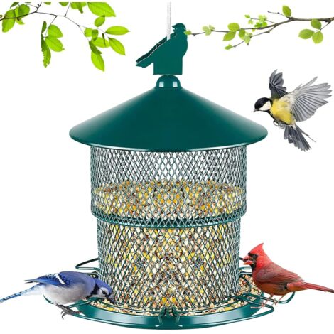YIDOMDE Mangeoire à Oiseaux Suspendue à L'épreuve des écureuils, Mangeoire à Cardinaux à L'épreuve des Intempéries, Grande Mangeoire à Oiseaux en Métal pour Cardinaux, Pinsons, Moineaux, Oisillons