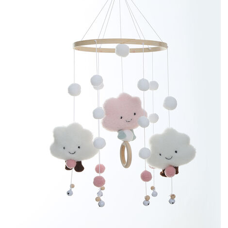 Lit bébé mobile bébé carillon éolien, nuages et petit lapin, suspension en  bois mobile bébé chambre d'enfant clochette de lit suspendue cadeau pour