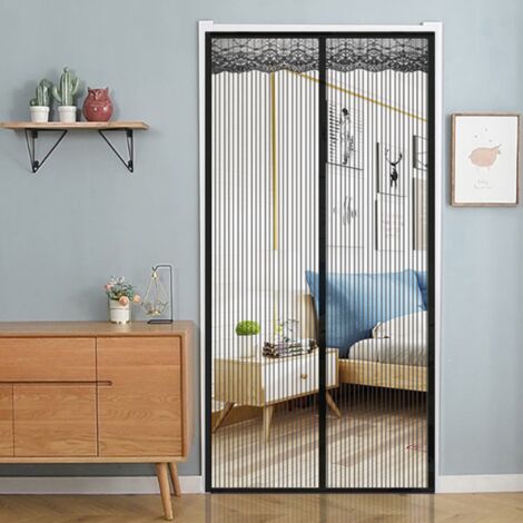 YIDOMDE Moustiquaire de rideau de porte magnétique, anti-moustiques, moustiquaires de fenêtre pour portes de balcon, magnétique automatique (150 x 240 cm, noir)