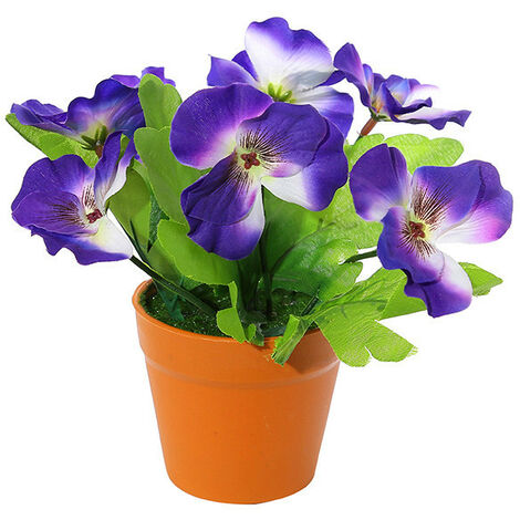 YIDOMDE Plantes artificielles en pot, décoration de fleurs artificielles, petites plantes artificielles avec pots, parfaites pour la maison, la cuisine, le bureau et la décoration extérieure (violet f