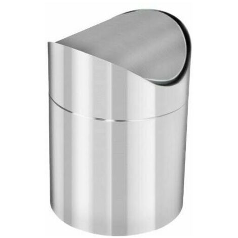 YIDOMDE Poubelle avec Couvercle Basculant, élégante Poubelle de Table en Acier Inoxydable, Poubelle Cosmétique Compacte pour la Salle de Bain, Poubelle de Cuisine (Argenté - Acier Inoxydable)