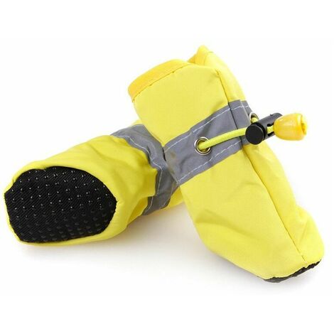 YIDOMDE Protection de patte de chien, chaussures d'hiver antidérapantes pour chien, avec bande réfléchissante, convient aux petits, moyens et grands chiens Ensemble de 4 pièces jaune