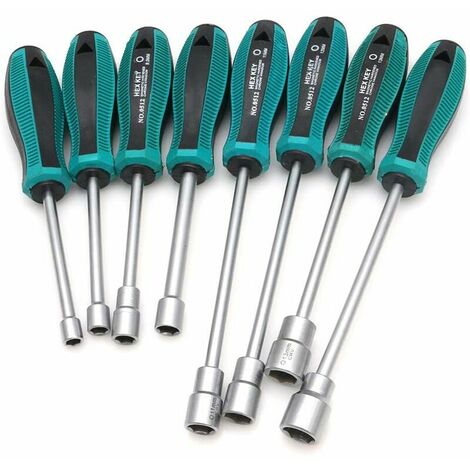 YIDOMDE YIDOMDE Métal Cléà Douilles Clé Tournevis Ecrou Hexagonal Clef Tournevis à Douille Outils à Main 3mm-14mm - H3.0mm(8 pièces, différents modèles)
