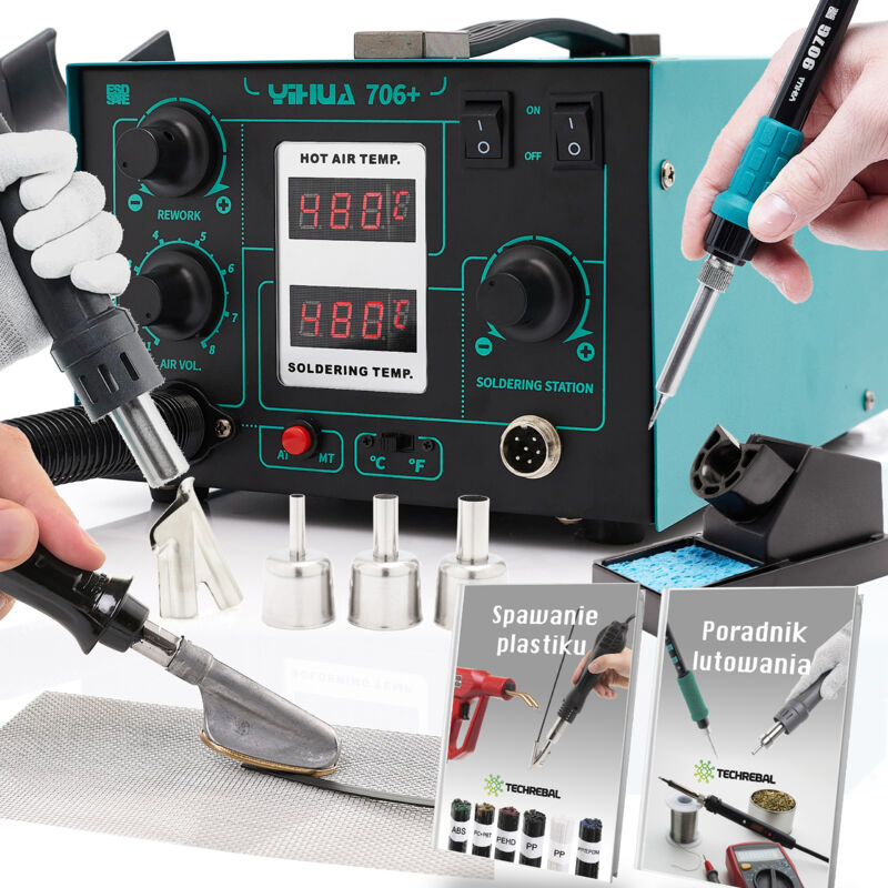 Yihua 706+ station de soudage 2 en 1 + buse de chaussure + fer à souder pour lisser le plastique