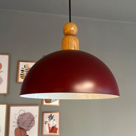 Yimpe Suspension Luminaire en Metal de 30cm, Plafonnier Vintage, Lustre Salon, Cuisine, Chambre, Salle à Manger, Couloir Lampe Ronde E27, Éclairage Intérieur, Bordeaux