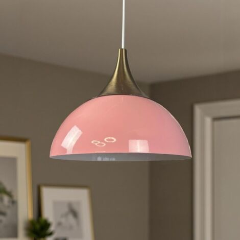 Yimpe Suspension Luminaire en Metal de 30cm, Plafonnier Vintage, Lustre Salon, Cuisine, Chambre, Salle à Manger, Couloir Lampe Ronde E27, Éclairage Intérieur, Rosa