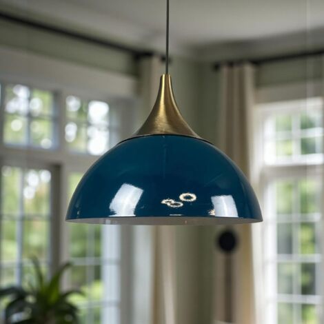 Yimpe Suspension Luminaire en Metal de 30cm, Plafonnier Vintage, Lustre Salon, Cuisine, Chambre, Salle à Manger, Couloir Lampe Ronde E27, Éclairage Intérieur, Vert D'eau