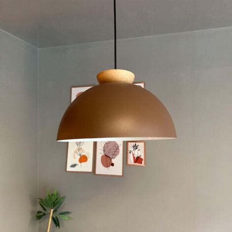 Yimpi Lustre Suspendu Simple en Bois Brun Avec Tête de Lit, Eclairage Décoratif Pour Salon de Coiffure, Café, Pâtisserie