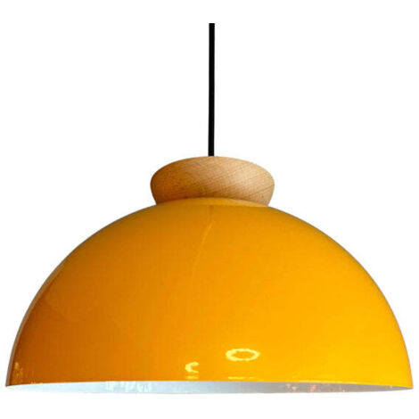 Yimpi Lustre Suspendu Simple en Bois Jaune Avec Tête de Lit, Eclairage Décoratif Pour Salon de Coiffure, Café, Pâtisserie