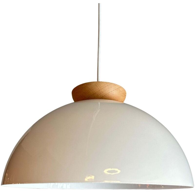 Yimpi Lustre Suspendu Simple en Bois Blanc Avec Tête de Lit, Eclairage Décoratif Pour Salon de Coiffure, Café, Pâtisserie