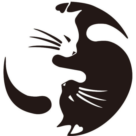 Yin-Yang-Katzen-Vinylaufkleber für Katzenliebhaber, für Auto, Wand und Laptop, 2er-Set