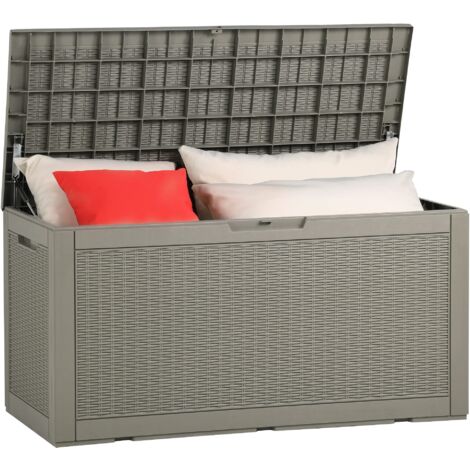 YITAHOME 380L Baule da Esterno in Resina, Grande da Giardino per Mobili, Cuscini, Attrezzi e Forniture per Piscina-Impermeabile, Chiudibile a Chiave