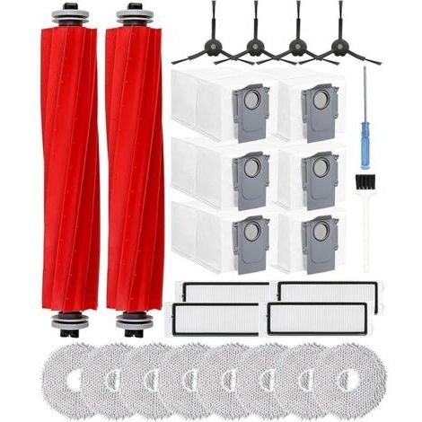 Yivy Accessoires pour Roborock Q Revo/P10 - Kit d&39accessoires pour robot aspirateur - Pièces de rechange avec 2 brosses principales - 6 sacs à poussière - 8 lingettes - 4 filtres - 4 brosses latéral