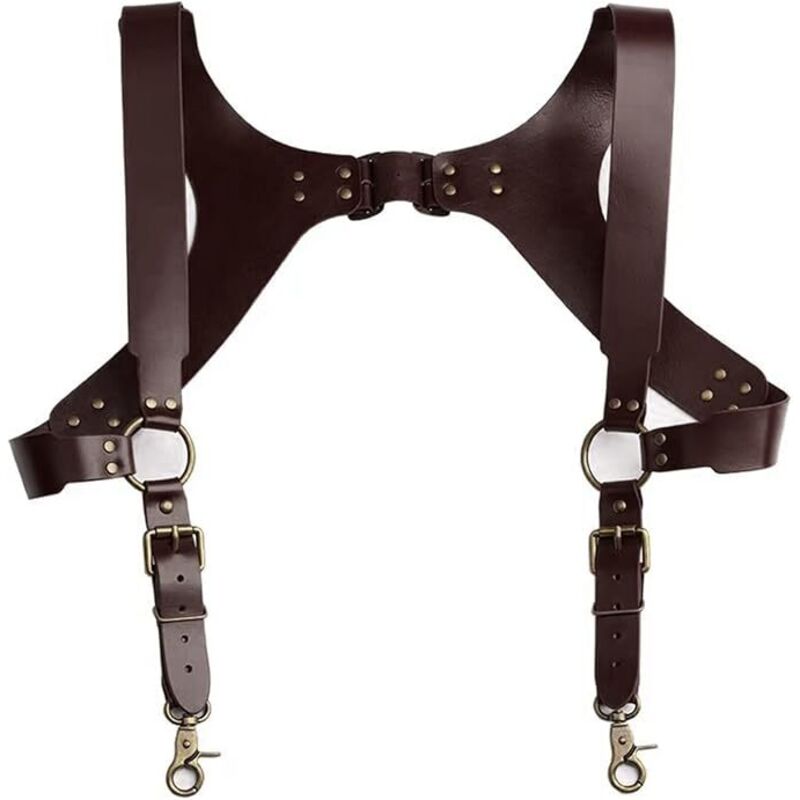 YiZYiF harnais de poitrine à bretelles en simili cuir pour hommes avec boucle harnais de poitrine réglable simple épaule Double bretelles