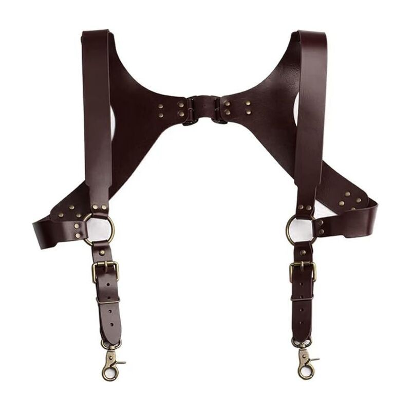 Tinor - YiZYiF Men's Faux Leather Strappy Chest Harness with Buckle Adjustable Chest Harness Single Shoulder Double Straps