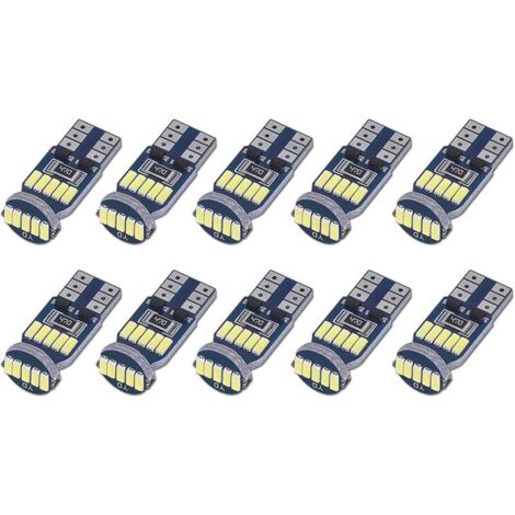 YMYNY - 10 bombillas LED T10 W5W Canbus sin errores, 15 SMD 4014, 194, 168, 2825, blanco 6000 K, para iluminación interior, maletero, matrícula y estacionamiento, 12 V CC.