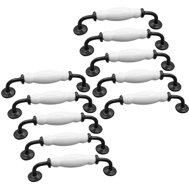 10 poignées courbes blanches, poignées d'armoire, poignées de tiroir, poignées de meuble, boutons de porte, boutons de meuble, poignées de porte,