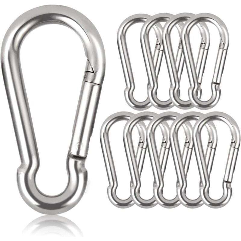 Image of 10 Stück Schlüsselanhänger Karabiner, 80 mm x φ8 mm, Maximale Belastung: 250 kg - Ymyny