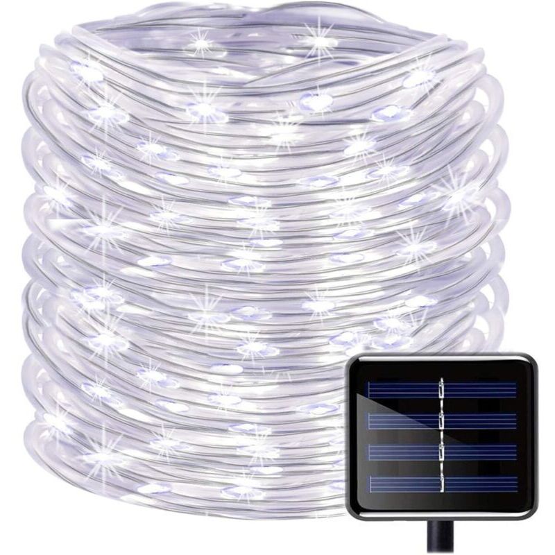 100 led Solar String Lights, Waterproof 39ft/12m Outdoor Copper Wire Tube Rope String Lights for Christmas Garden Yard Pathway Fence Tree Backyard