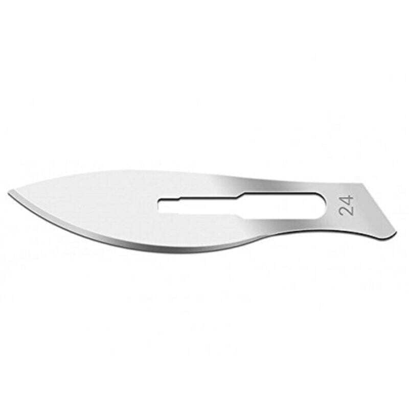Image of 100 Stück sterile Einweg-Skalpellklingen aus Stahl, Figur 24 - Ymyny