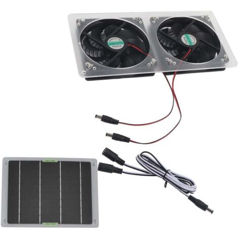 YMYNY 100 W 12 V Solarpanel-Lüfter-Kit, wasserdicht, tragbar, Doppel-Abluftventilator, Solarpanel-Set für Heimgewächshaus
