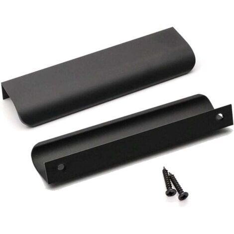 YMYNY 10er Set Schwarzer Küchenmöbelgriff, Schwarzer Küchengriff, Schwarzer Profilgriff, Mattschwarzer Möbelgriff aus Aluminiumlegierung, Achsabstand 128 mm, Länge 150 mm (Schwarz)