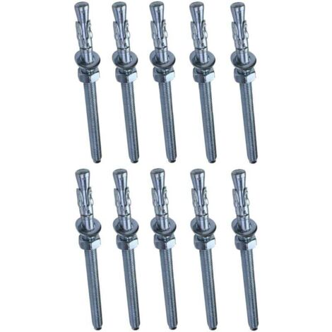 YMYNY 10x Boulon Vis d’ancrage filetage long, Goujon à expansion - M8x120mm - en acier zingué - pour béton, pierre