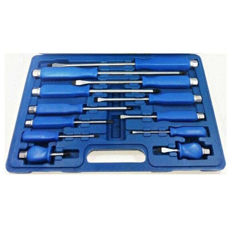 Image of 12-teiliges magnetisches Schraubendreher-Set aus Chrom-Vanadium im Kunststoffkoffer – - Ymyny