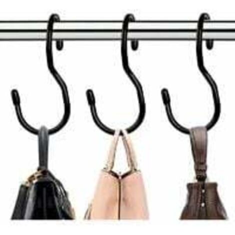 YMYNY 12er-Pack Handtaschenhaken für den Kleiderschrank, einzigartige Handtaschenhaken im Twist-Design, große Kleiderstangenhaken (schwarz)