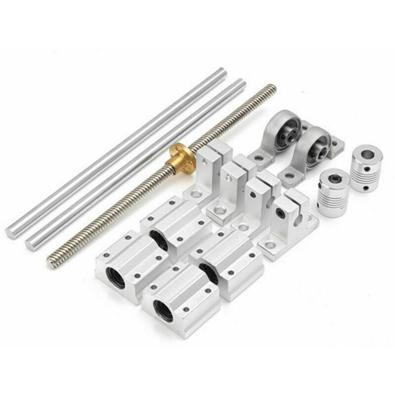 YMYNY 15 pièces/ensemble 400mm axe optique rail de guidage roulement siège guide linéaire support d'arbre jeu de vis trapézoïdal jeu de vis