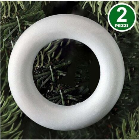 YMYNY - 2 Anelli Cerchi Polistirolo 19cm Bianchi Decorazioni Natalizie Addobbi Natale -