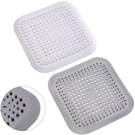 YMYNY - 2 filtros de silicona para ducha con ventosa, protector de desagüe, filtro universal para baño, bañera y cocina (blanco y gris)