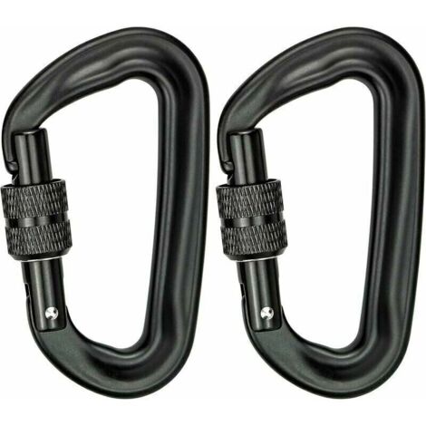YMYNY 2 Pièces Mousqueton Clip Robuste 12KN (1200KG) Mousqueton d'Escalade Clips de Mousqueton à Anneau en D Clips de Mousqueton à Verrouillage par Torsion pour Gym Hamacs Yoga Swing Camping Porte-clé