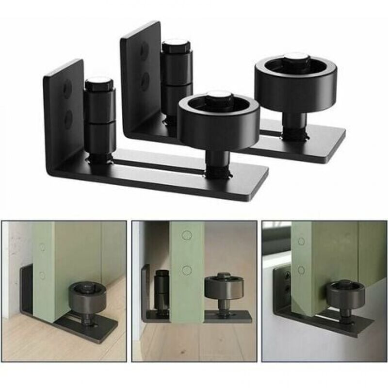 Ymyny - 2 Pièces Multifonctionnel Guide de Plancher Bas de Porte de Grange Rouleau Réglable Guide au Sol pour Portes Coulissantes