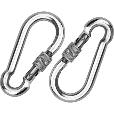 YMYNY 2 Stück 304 Edelstahl Karabiner, Edelstahl Schraubkarabiner, Edelstahlkarabiner, zum Aufhängen von Seilen, Ketten, Gürteln, Kabeln