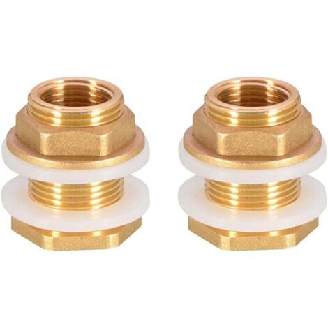 YMYNY 2 Stück DN20 3/4 Messing Wassertank Wasserrohrverschraubung Adapter Wasserhahn Regeneimer Basis Messing Tank Basis für Wasserhahn Regeneimer Wassertank