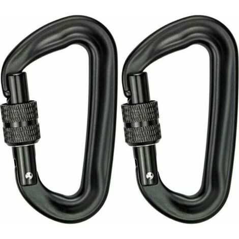 YMYNY 2 Stück Karabinerhaken, robust, 12 kN (1200 kg), Kletterkarabiner, D-Ring-Karabinerhaken, Drehverschluss-Karabinerhaken für Fitnessstudio, Hängematten, Yoga, Schaukel, Camping, Schlüsselanhänger