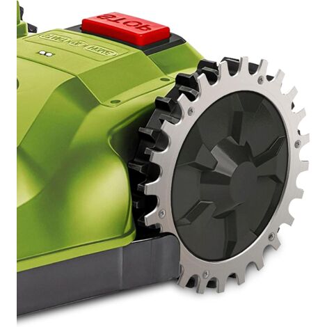 YMYNY 2 tacos de acero inoxidable premium para Worx modelo S/M, 2 clavos atornillados de acero inoxidable para mejorar la tracción, rueda para cortacésped robótico de 205 mm