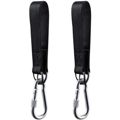 YMYNY 2-teiliges schwarzes Schaukel-Aufhängeset, Gurte für Gartenschaukel, Hängematte oder Hängesitz, mit 2 robusten Karabinern und D-Ringen