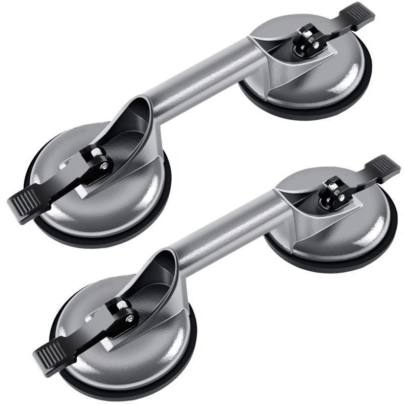 Image of 2 x Doppel-Saugnapf 100 kg, Aluminium-Handhabungs-Saugnapf 120 mm Glaser-Saugnäpfe - Ymyny