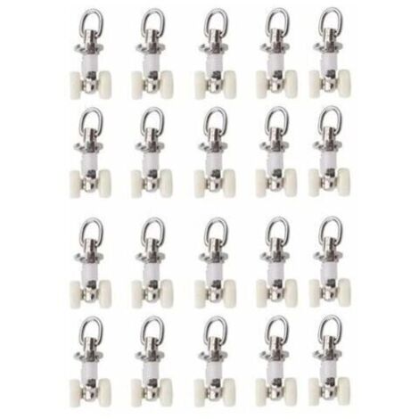 YMYNY 20 Pièces Rouleaux de Rail Planeur de Voie de Rideau Plastique Twin à roulettes en Alliage d'aluminium, petit