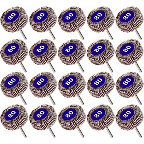 YMYNY 20 piezas de ruedas de aleta de grano 80, rueda de pulido de papel de lija, rueda de aleta Dremel de 10 mm