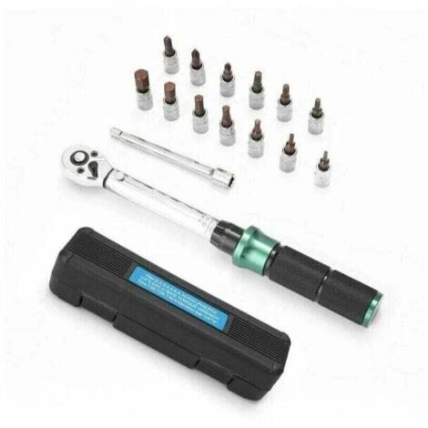 YMYNY 2–24 N.m 1/4 Zoll Antrieb 15-teiliger voreingestellter Drehmomentschlüssel, Schnellspanner-Drehmomentschlüssel-Bitsatz, Mini-Drehmomentschlüssel, verstellbar, tragbar, für Haushalt, Fahrrad, Aut