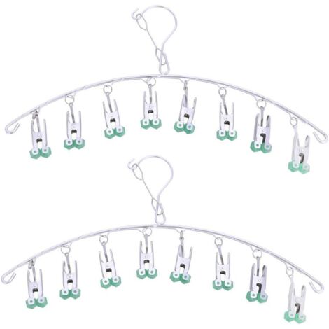 YMYNY 2Pcs Cintre de séchage en Acier Inoxydable, Suspension Séchage Rack avec 8 Pinces pour sous-vêtements, Chaussettes, enlève Rapidement Les vêtements du Cintre, Vert