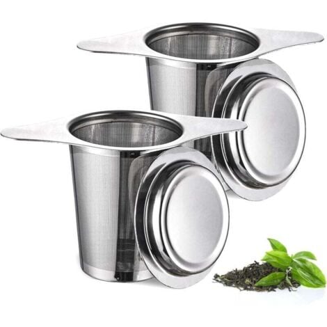 YMYNY 2PCS filtre a the avec Poignées & Couvercle, infuseur à thé, filtre the pour tasse, passoire à thé, thé infuseur, infuseur thé tasse