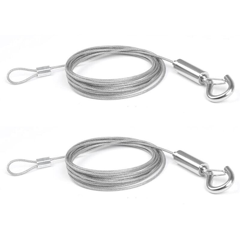 YMYNY 2pcs x 2m stainless steel cable, hook rope for clothes/lights/photos, max. 30kg