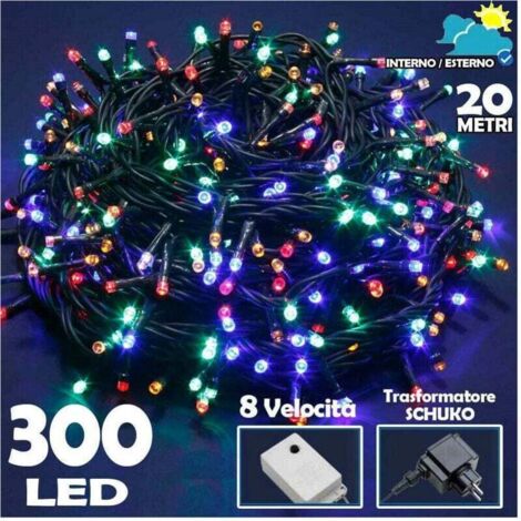 YMYNY 300 LED-Lichterkette mit mehrfarbigen Glühwürmchen, 8-Funktions-Controller, für den Außenbereich –