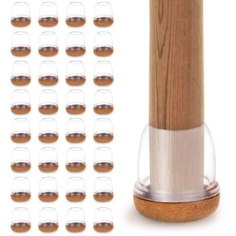 YMYNY 32 protectores de patas de silla con fieltro, tapas de silicona transparente para proteger los pisos de arañazos y ruido, adecuados para patas redondas de 19 a 25 mm de diámetro.