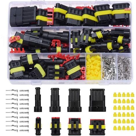 YMYNY 352pcs Kits de connecteurs électriques de voiture étanches 1/2/3/4 broches Connecteur de fil de voiture étanche Prise de borne électrique étanche pour voiture avec boîte